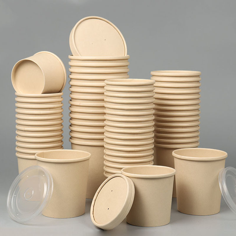 Logo Printing Noodle Disposable Paper Soup Cups With Lid
