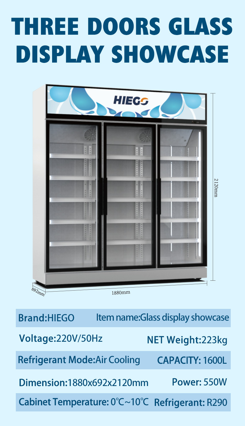 Automatic Defrost 3/4 Glass Door Refrigerator Upright Display Cooler