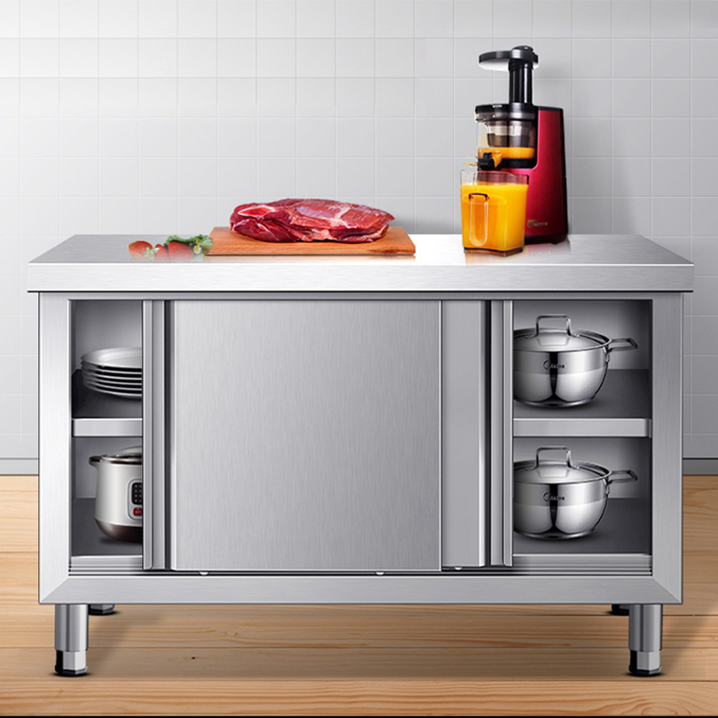 1.2mm Food Prep Garage Cabinet Workbench , Stainless Steel Kitchen Table