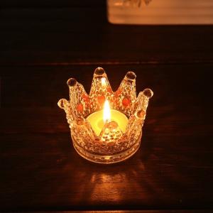 China Romantic Crown Tea Light Mini Votive Candle Holders , Glass Cylinder Candle Holders For Party wholesale