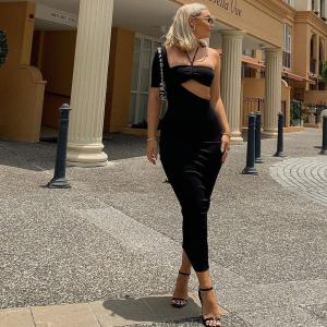 China Irregular Cut Out Womens Party Maxi Dresses With Unilateral Sleeves wholesale