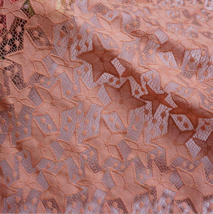 2017 Hot Sale Pink Hollow-out the Five-Star Flower Fall-Plate Stitch Lace Fabrics