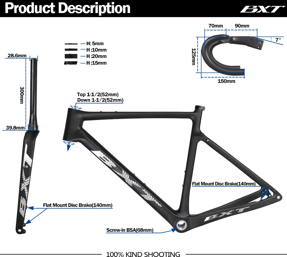 Hidden Cable Full Carbon Fiber T1000 Road Gravel Bike Frameset 700C