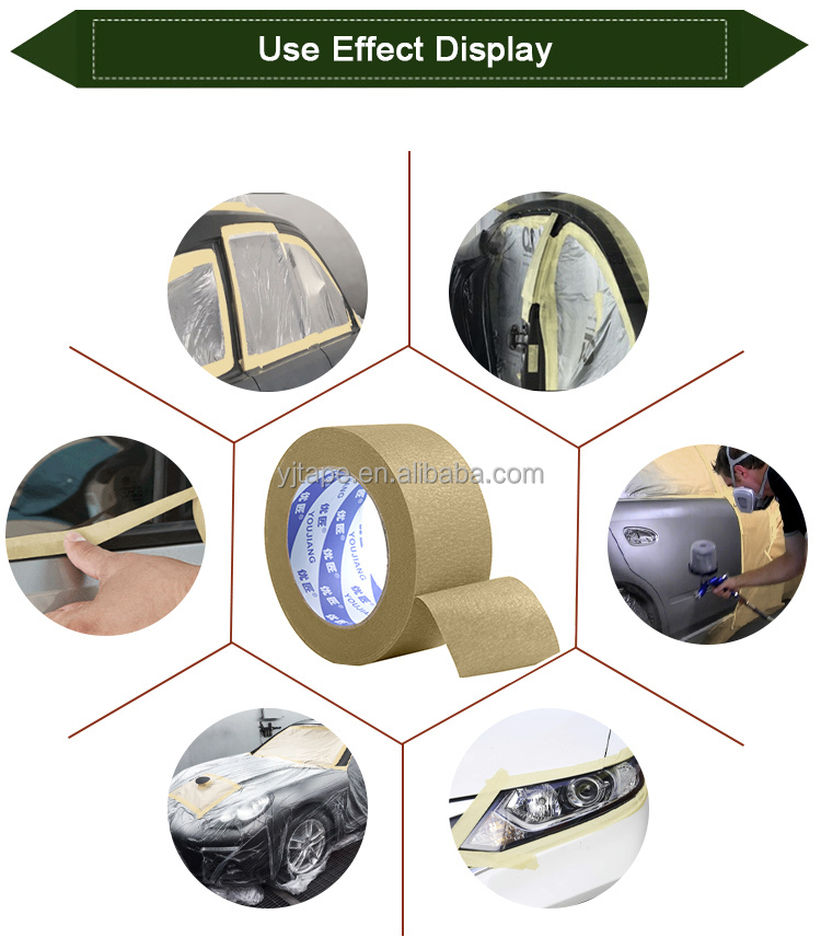 Brown Crepe Paper Sharp Car Painters Masking Tape Custom High Temperature Resistance