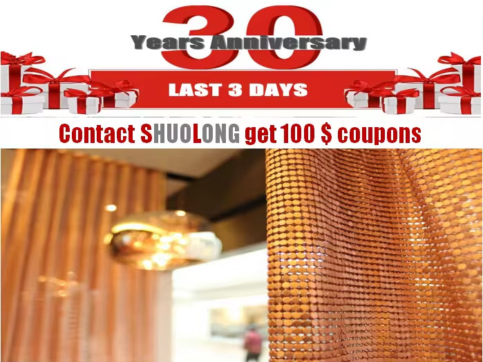 Aluminum Alloy Shimmer Metallic Sequin Chain Link Fabric For Curtain Metal Mesh Fabric