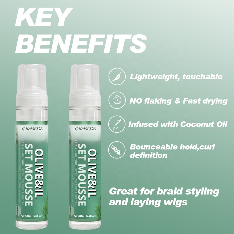 Organic Braiding Hair Mousse Strong Hold Fast Styling Anti Frizz Custom Formula