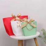 Stamping Logo Light Green Cosmetic Shopping Bag Bow Tie Ribbon White Gift Bag