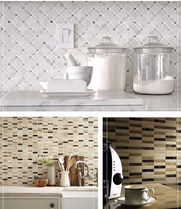 Fashional Water Jet Marble Mosaic Tile 7 Mm / 8mm Thickness Optional