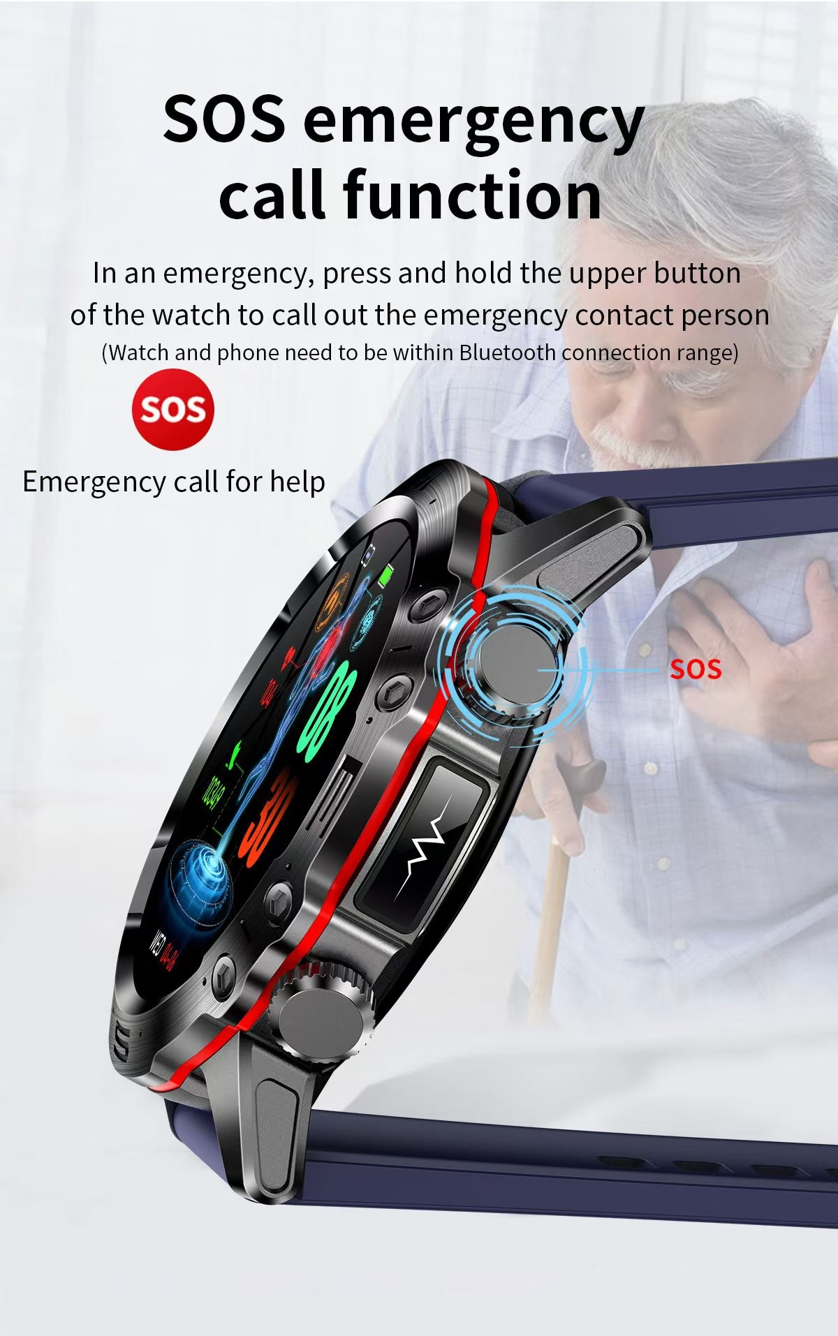 ET482 Smart Watch 1.43inch Amoled heart rate Monitor BT Call ECG HRV SOS For Elder