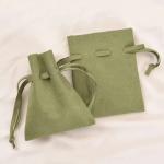 Avocado Green Small Microfiber Velvet Jewelry Bags Custom Jewelry Pouches With