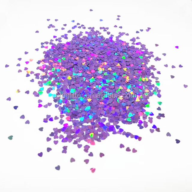 Customizable Love Heart Shaped Glitter Heart Nail Art Craft in 365 Colors for OEM/ODM Services