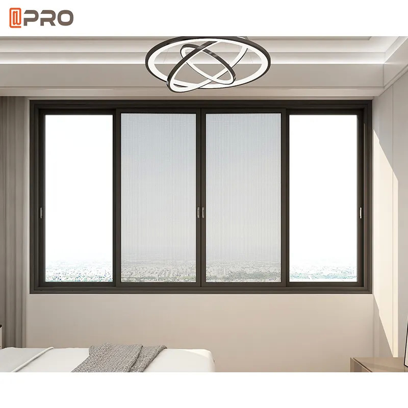 Tinted Glass Window Tempered Glass Section Aluminum Frame Sliding Glass Window