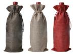 Jute Linen Wine Drawstring Bags Customizable For Wedding / Party