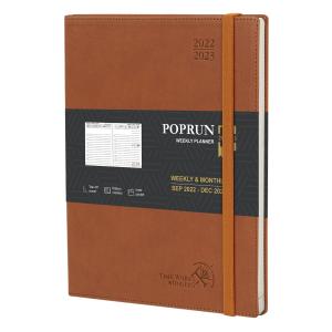 China Custom Brown Softcover Large Academic Planner With Monthly Tabs wholesale