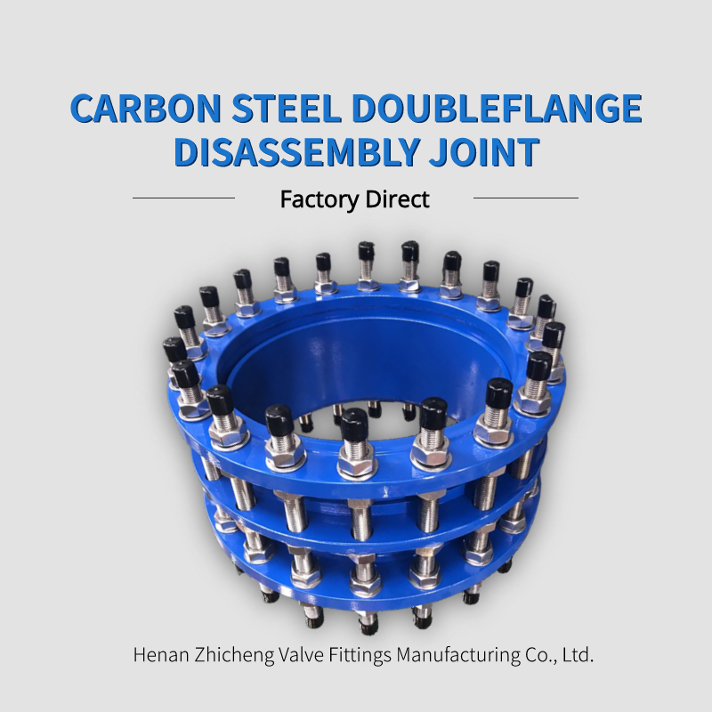 carbon steel dismantling joint assembly in piping Blue Epoxy Coated Butterfly Valve Double Flange Ends