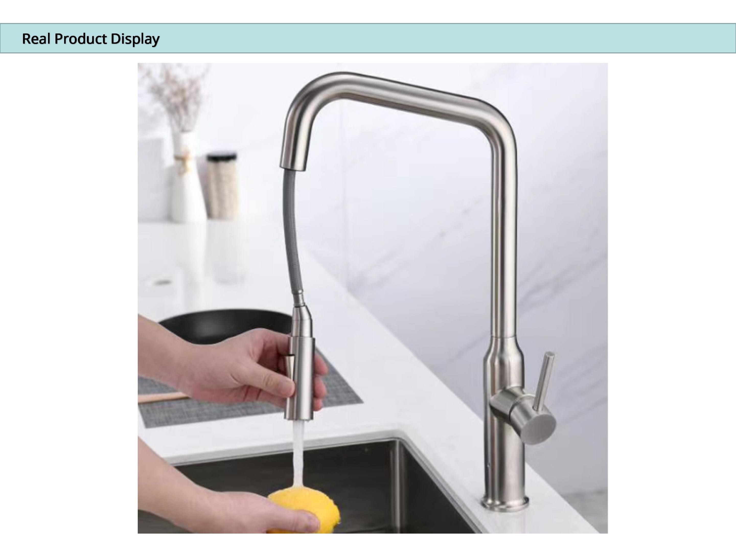 Smart Single Hole Kitchen Faucet With Sprayer High Arc Tubular Spout Mixer
