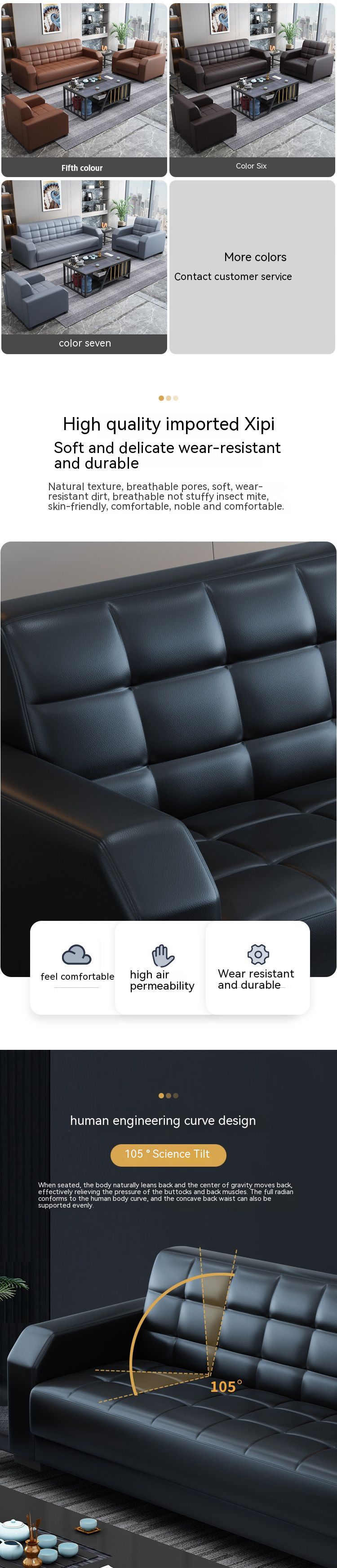 Modern Office Furniture Customized Leather Sofa Set Chinese Style Contemporary 2 Sets