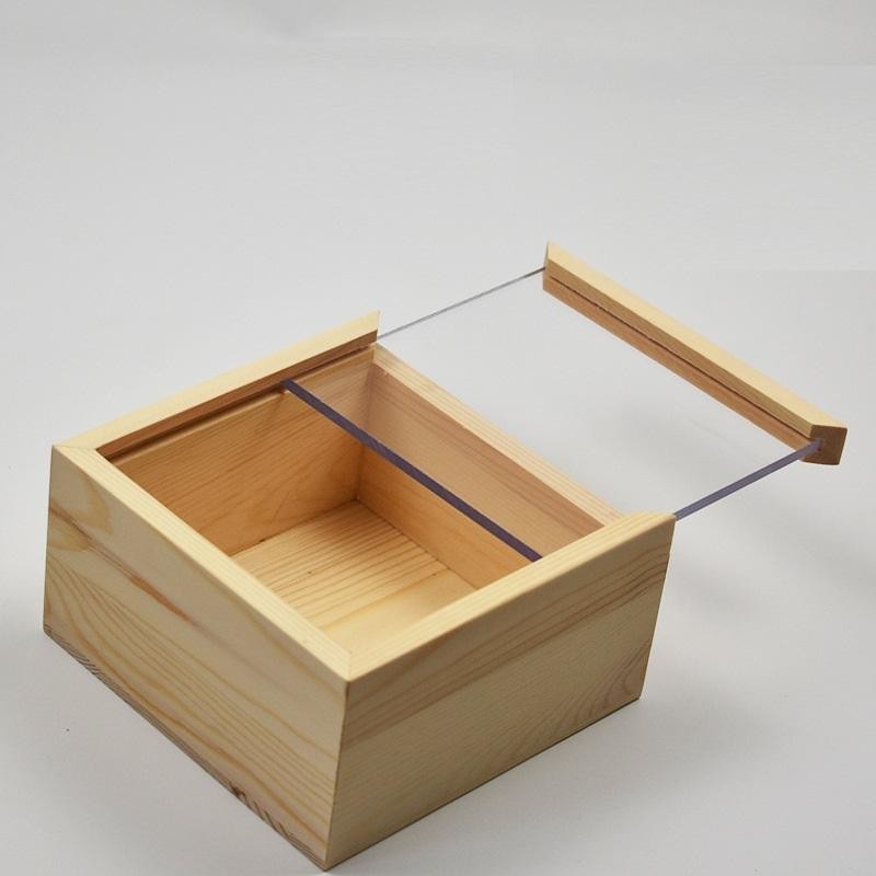 Transparent Acrylic Lidded Wooden Box For Jewelry Customization