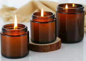 China Empty Soy Wax Glass Candle Container 8oz 250ml 12oz Wide Mouth Amber Glass Candle Jar With Screw Metal Gold Lid wholesale