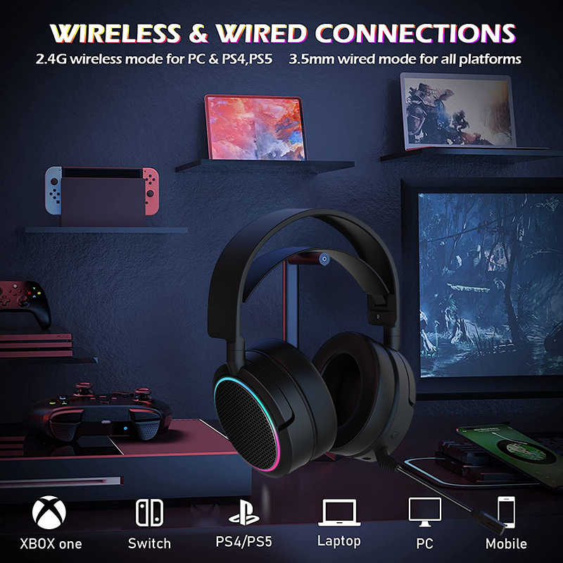 NO Active Noise Cancellation Wireless Gaming Headphones X3 Pro 2.4G 7.1 Headset for PC