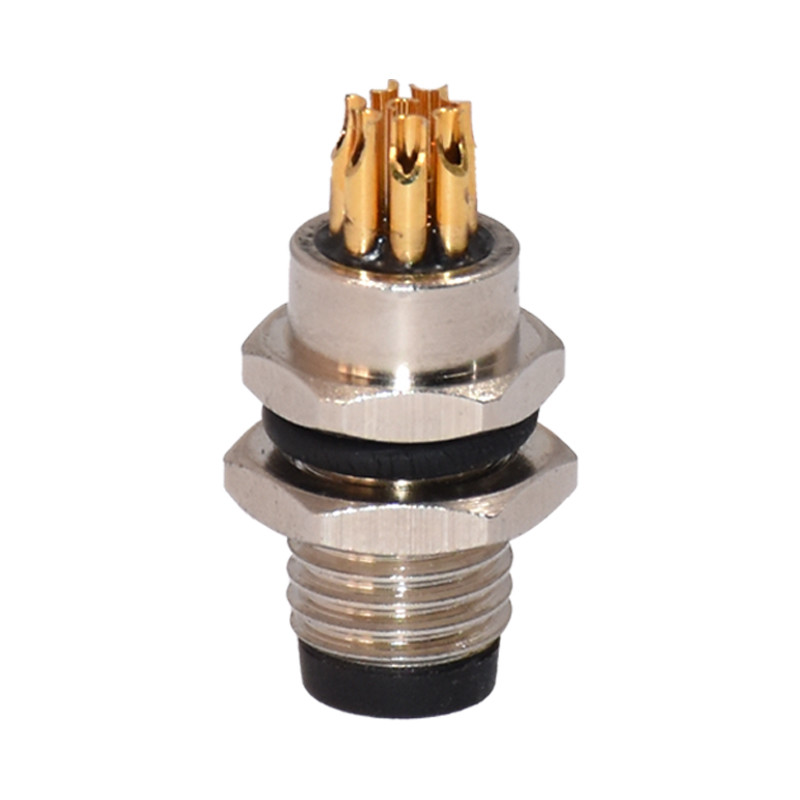 M8 Male 8pins Waterproof Front Panel Mount Connector For Sensor Application