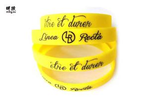 China Round Shape Custom Gel Bracelets , Yellow Debossed Silicone Wristband Bracelet wholesale