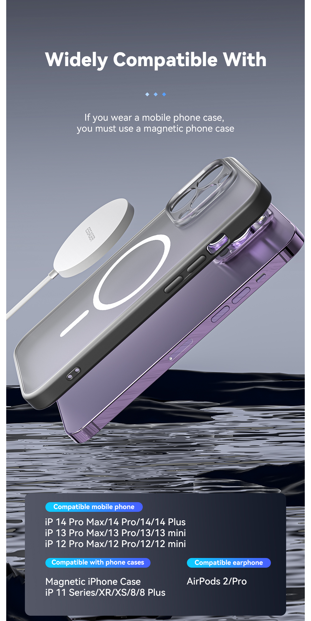 ESSAGER ES-WC07 Series 15W Quick Fast Charge Magnetic Wireless Charger for iPhone