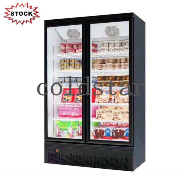 Commercial Freezer 3 Glass Doors Auto Defrost Ice Cream Upright Display Fridge Freezer