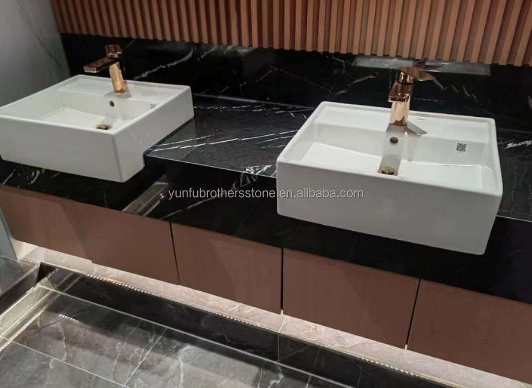 White Veins Marble Sink Cut to Size from Calcite Marble for Modern Hotel Villa Design