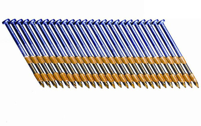 21 Degree 3'' x 0.120'' Ring Shank Nails Galvanized Plastic Strip Nails