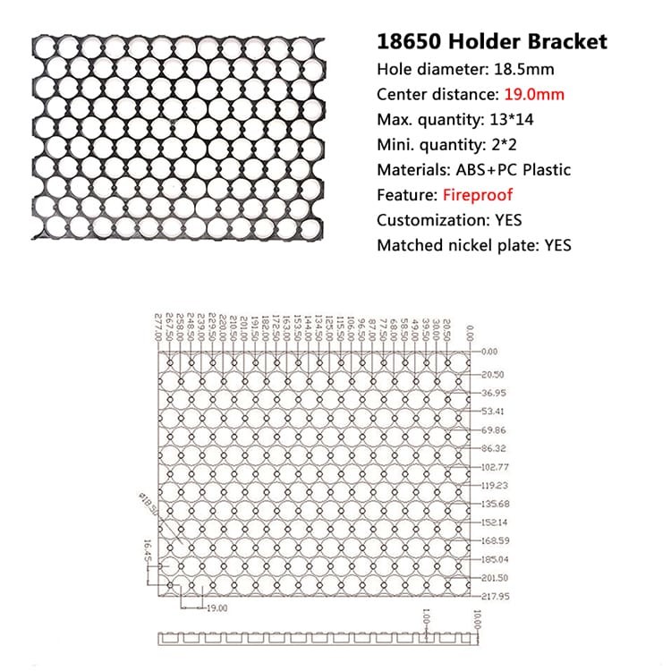 18650 Lithium Ion Cell Holder Plastic Holder Bracket ABS Material