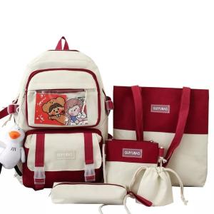 China OEM 1.35 Inch Girls School Bag Set Large Capacity 5 In 1 Backpack Sling Pencil Bag wholesale