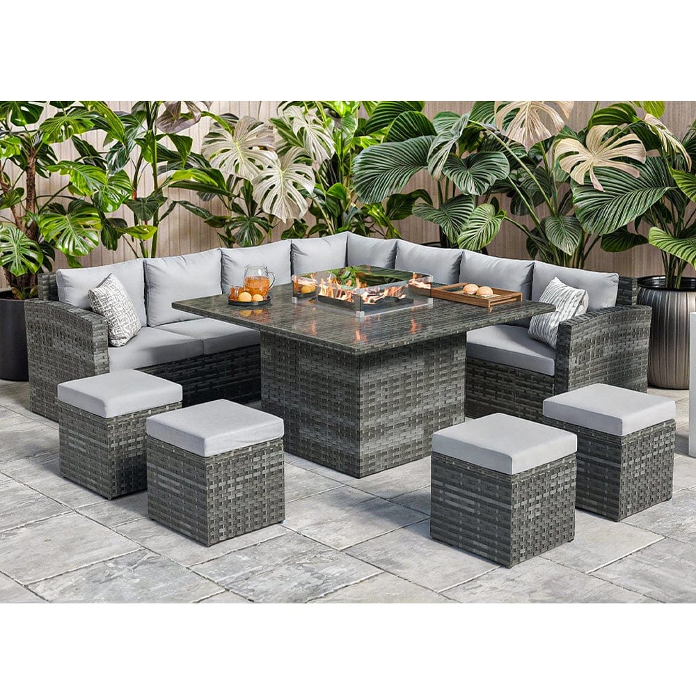 L96xW49xH35cm Bench Size Modern Sectional Corner Lounge Patio Furniture with Fire Pit