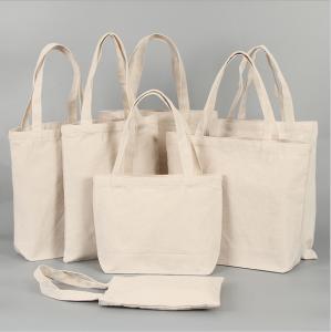 China Collapsible Cotton Canvas Shopper Tote Bag Beige Color For Young Women wholesale