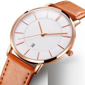 China Ultra Thin Quartz Dress Watch Leather Simple Large Dial for Business Men wholesale