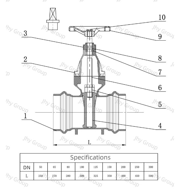 DN600 Socket Gate Valve Ductile Iron PN16 Gate Valve Blue Color