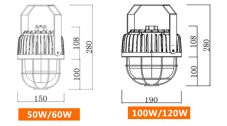 IP66 Corrosion Resistant Explosion Proof LED Lights 120W Gas Station Lighting