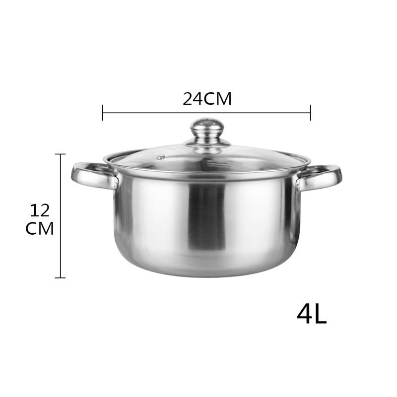 4L Kitchen Soup Pots Large Capacity Kitchen Stainless Steel Cookware