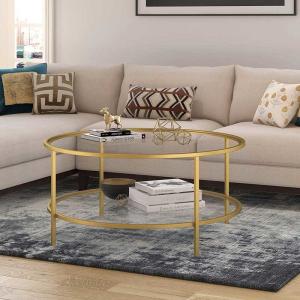 China Durable Round Glass Coffee Table Living Room Furniture 17&quot; H X 36&quot; L X 36&quot; W wholesale