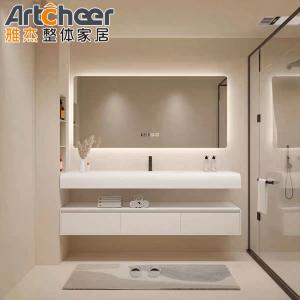 China Stylish Solid Wood Bathroom Vanity with Drawer Storage and Durable Carrara Marble Top wholesale