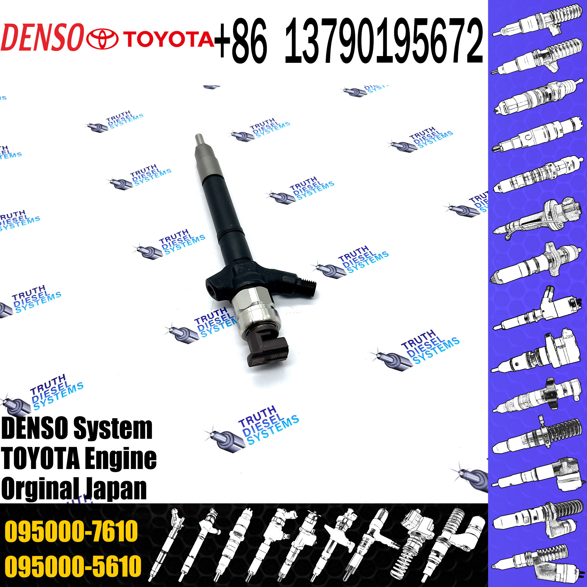High Quality Common Rail Injector 095000-7250 095000-7600 095000-7610 for 1VD Diesel Nozzle Assembly