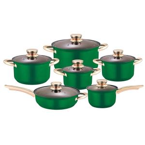 China Hot Sale Color Cookware Non Stick Cookware Sets 12pcs Stainless Steel Cooking Pot wholesale