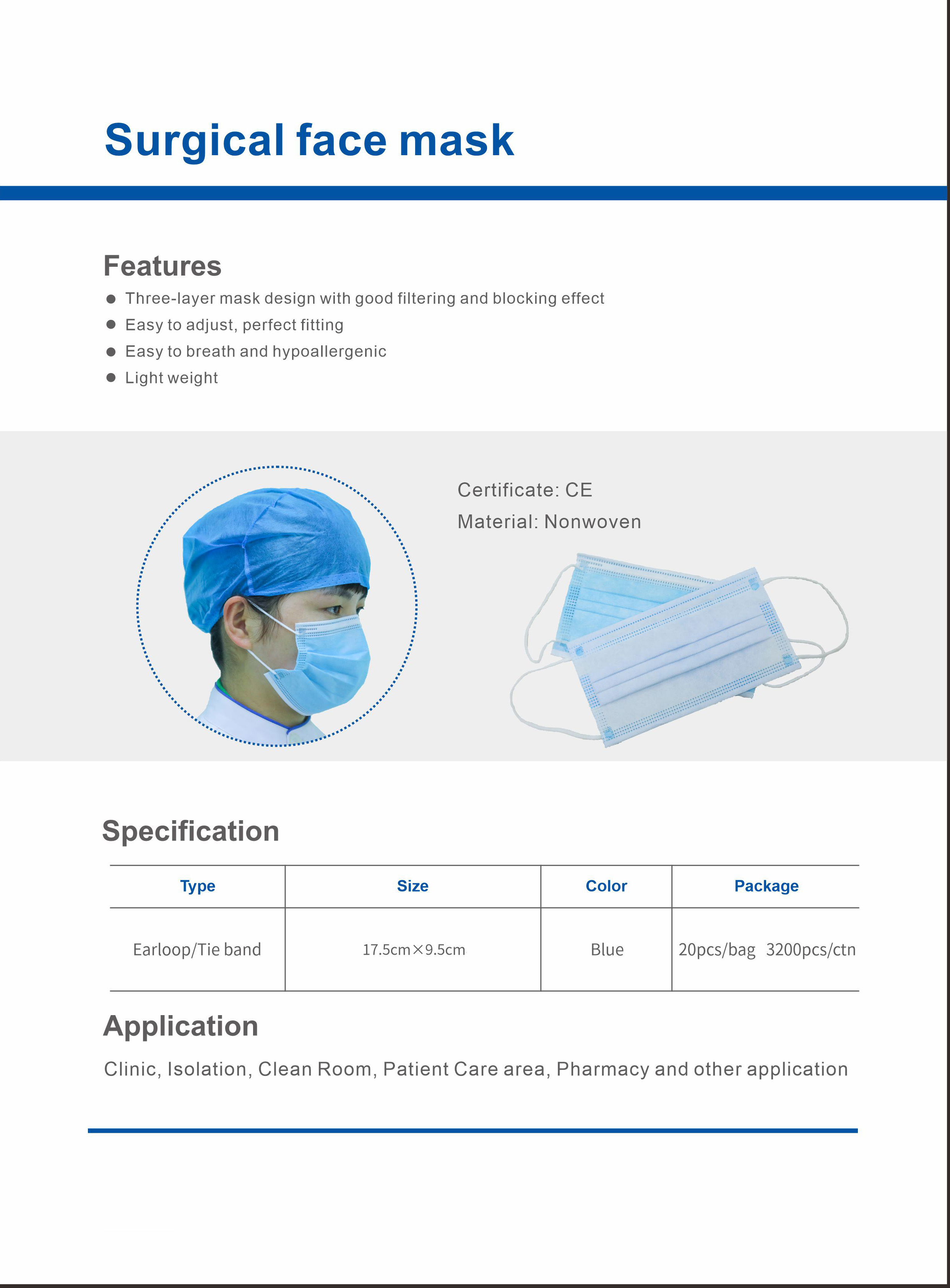 Professional White Disposable Medical Face Mask FDA ISO CE Certificated