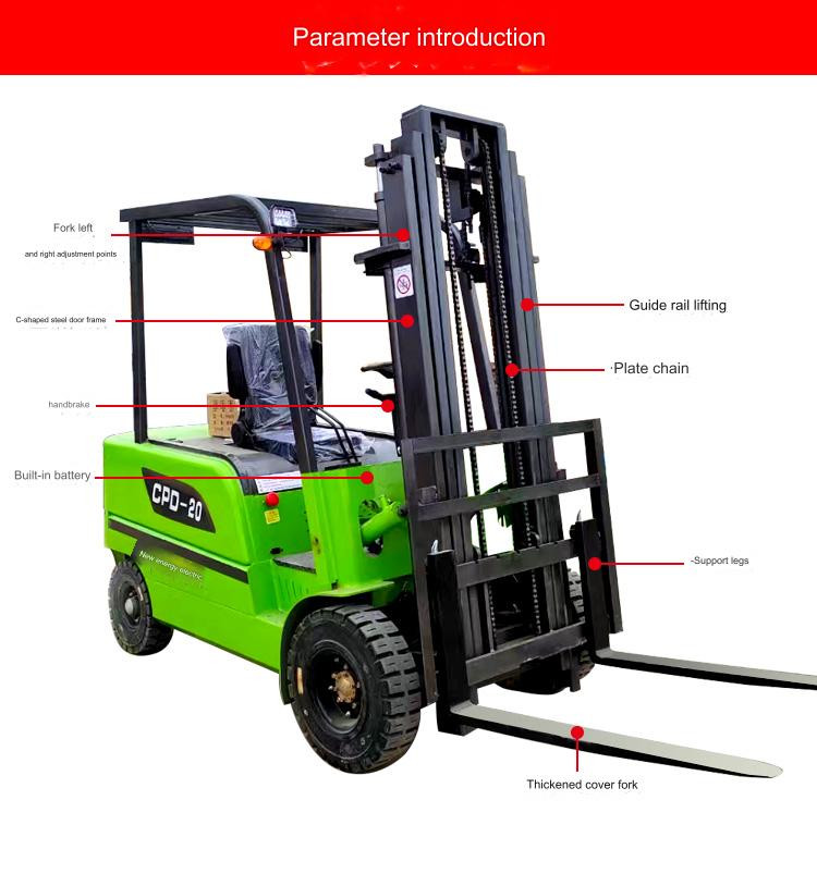 Electric Counterbalance 2 Ton Electric Forklift With Triplex Mast