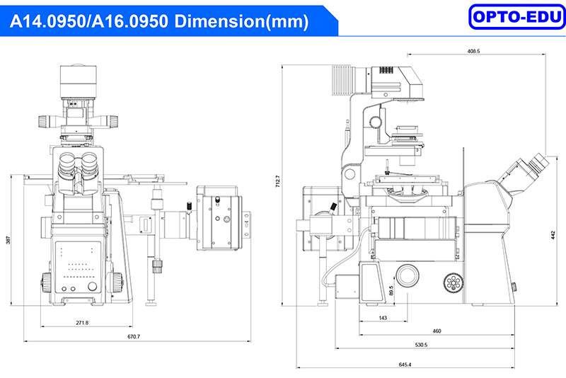 Opto Edu A14.0950 Research Level Inverted Biological Microscope Mortorized Condenser