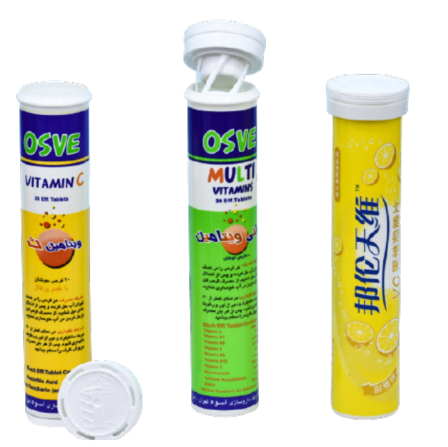 99mm Vitamin E Effervescent Tablet Tube Plastic Container Bottles Packaging with Desiccant