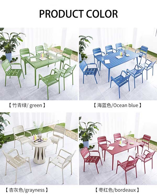 Patio Dining Chairs And Table Set Modern Aluminum Metal Garden Outdoor 61x61x84cm
