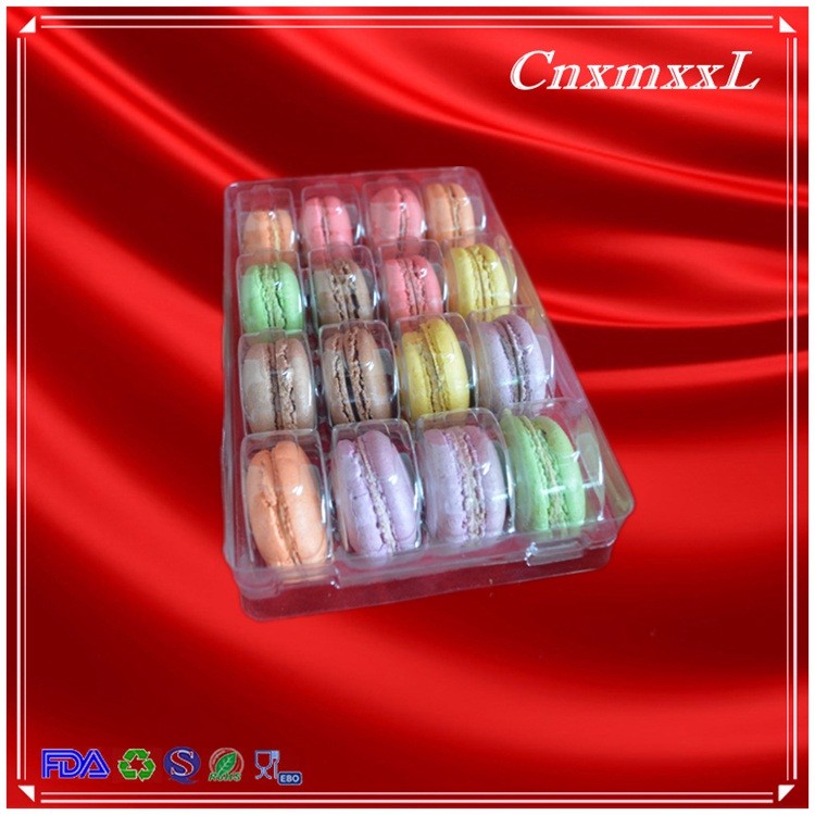 PVC 16 Pcs Macaron Blister Tray Transparent Macaron Display Tray
