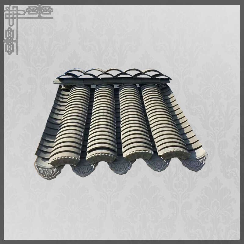 Chinese Pagoda Clay Roof Tiles House Ornaments 160mm Grey Ceramic Roof Tiles