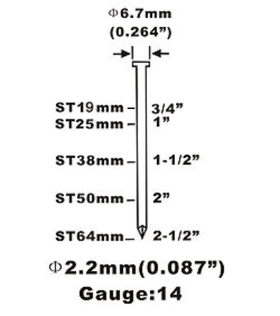 14gauge St Series 3/4&quot;-2-1/2&quot; Concrete Steel Nail Straight Nail